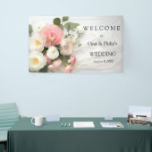 Roze en witte camelia's spandoek (Beurs)