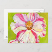 Roze en witte Camellia op Lime Green Briefkaart (Voorkant / Achterkant)