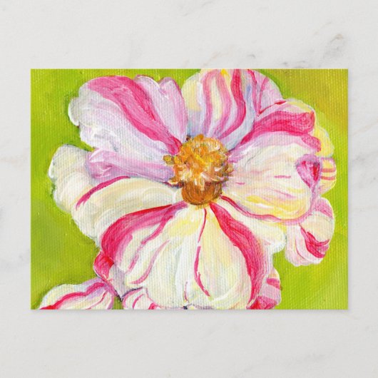 Roze en witte Camellia op Lime Green Briefkaart (Voorkant)
