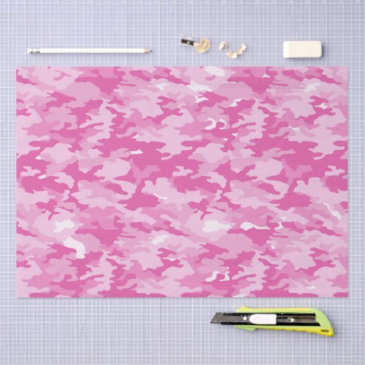 Roze en witte Camouflage Birthday Tissuepapier (Craft)