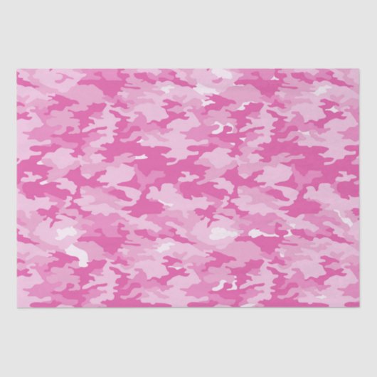 Roze en witte Camouflage Birthday Tissuepapier (Voorkant)
