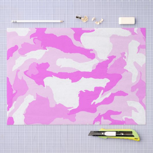 Roze en witte Camouflage Patroon Tissuepapier (Craft)