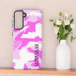 Roze en witte camouflage tinten samsung galaxy hoesje