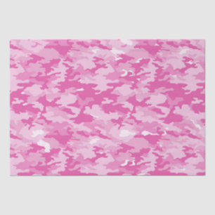 Roze en Witte Camouflage Verjaardag Tissuepapier