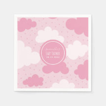 Roze en witte Cartoon Clouds Girl Baby shower Cute