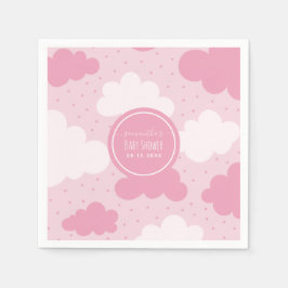 Roze en witte Cartoon Clouds Girl Baby shower Cute Servet