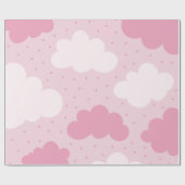 Roze en witte Cartoon Dreamweaver Clouds-patroon g Cadeaupapier (Vlak)