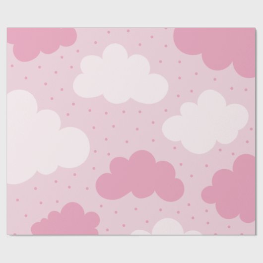 Roze en witte Cartoon Dreamweaver Clouds-patroon g Cadeaupapier (Vlak)