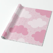 Roze en witte Cartoon Dreamweaver Clouds-patroon g Cadeaupapier (Uitgerold)