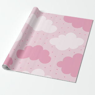 Roze en witte Cartoon Dreamweaver Clouds-patroon g Cadeaupapier