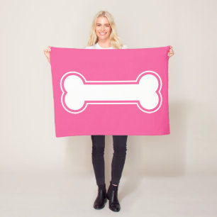 Roze en witte cartoon hondenbot fleece deken