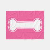 Roze en witte cartoon hondenbot fleece deken (Voorkant (Horizontaal))