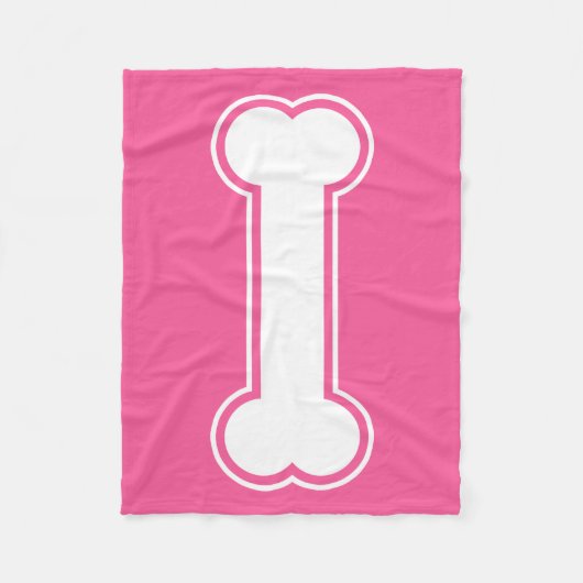 Roze en witte cartoon hondenbot fleece deken (Voorkant)