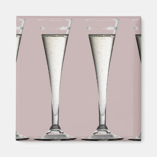 Roze en witte Champagne glazen fluiten Magneet
