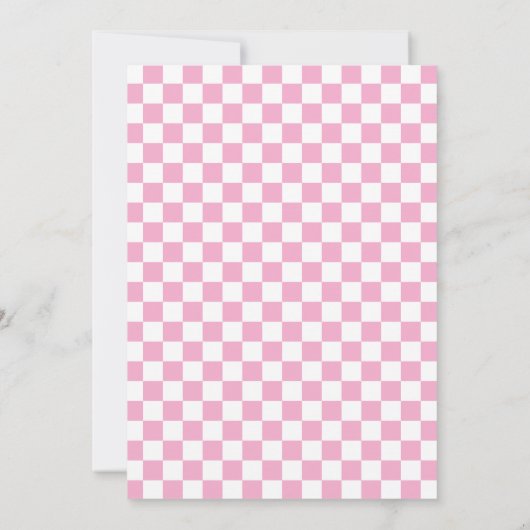 Roze en witte Checker Bow Baby shower Kaart (Achterkant)