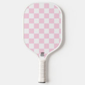 Roze en witte cheque pickleball paddle (Achterkant)