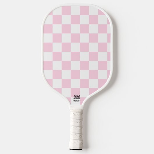 Roze en witte cheque pickleball paddle (Achterkant)