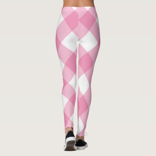 Roze en witte cheques  Meisjesvrouw Leggin Leggings (Achterkant)