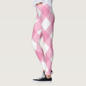 Roze en witte cheques Meisjesvrouw Leggin Leggings (Links)