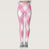 Roze en witte cheques  Meisjesvrouw Leggin Leggings (Voorkant)