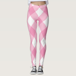 Roze en witte cheques  Meisjesvrouw Leggin Leggings