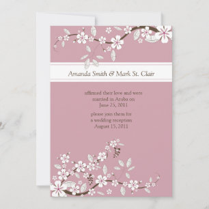 Roze en Witte Cherry Blossom Post Wedding Kaart