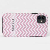 Roze en witte chevron Case-Mate iPhone case (Achterkant (horizontaal))