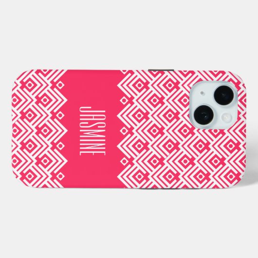 Roze en witte chevron damast case mate (Achterkant (horizontaal))