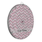 Roze en witte chevron dartbord (Voorkant Links)
