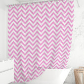 Roze en Witte Chevron Douchegordijn