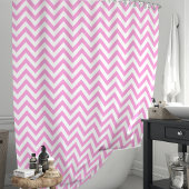 Roze en Witte Chevron Douchegordijn