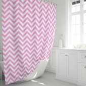 Roze en Witte Chevron Douchegordijn