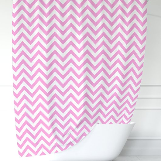 Roze en Witte Chevron Douchegordijn