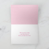 Roze en witte Chevron en Polka Dots Dank u Bedankkaart (Binnen)