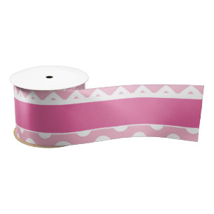 Roze en witte Chevron en Polka Dots Satijnen Lint