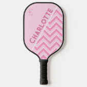 Roze en witte Chevron gepersonaliseerd op maat Pickleball Paddle (Voorkant)