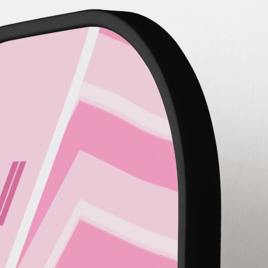 Roze en witte Chevron gepersonaliseerd op maat Pickleball Paddle (Links Detail)
