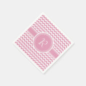  Roze en Witte Chevron Gestreept Monogram Servetten (Hoek)