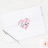 Roze en witte chevron hart sticker (Envelop)