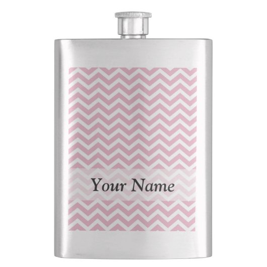 Roze en witte chevron heupfles (Voorkant)