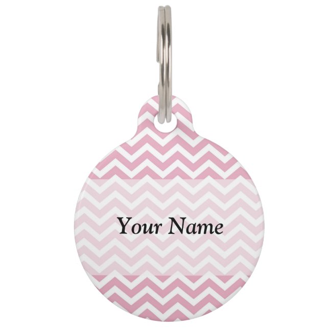 Roze en witte chevron huisdierpenning (Voorkant)