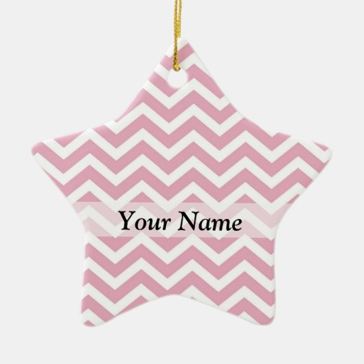 Roze en witte chevron keramisch ornament (Voorkant)