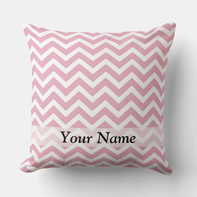 Roze en witte chevron kussen (Voorkant)