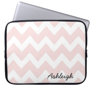 Roze en witte Chevron Laptop Sleeve