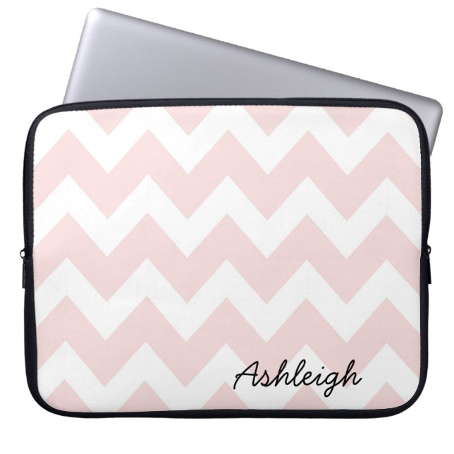 Roze en witte Chevron Laptop Sleeve (Voorkant)