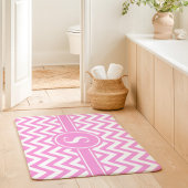 Roze en witte Chevron monogram Badmat
