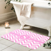 Roze en witte Chevron monogram Badmat