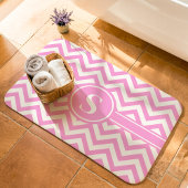 Roze en witte Chevron monogram Badmat