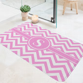 Roze en witte Chevron monogram Badmat
