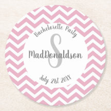 Roze en witte chevron monogram feestje